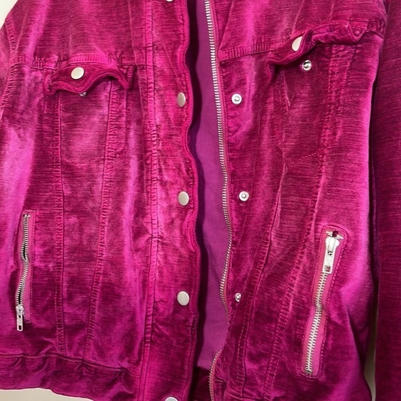 Pree People velvet trucker jacket in pink XS - Picture 10 of 14